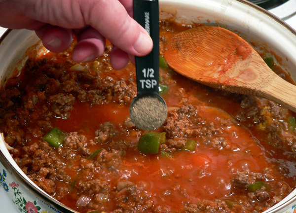 17_Sloppy-Joe's_beef-add-black-pepper Sprinkle in some black pepper.