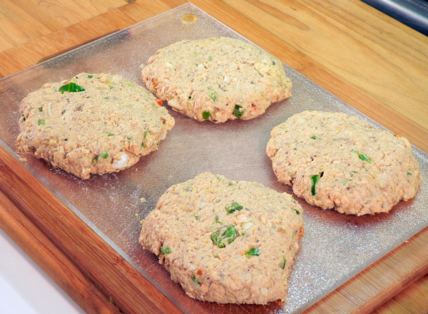 19_Salmon-Patties_shape-patties Divide the mix and shape into patties.