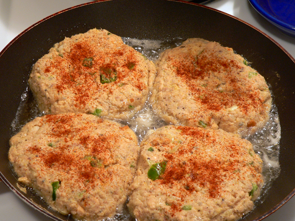 22_Salmon-Patties_fry-until-brown Fry the salmon patties until brown on both sides.