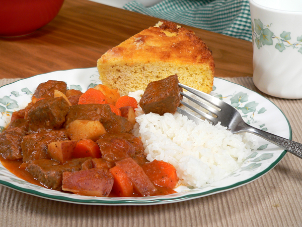 28-Beef-Stew_serving-suggestion Serve it with rice and cornbread.