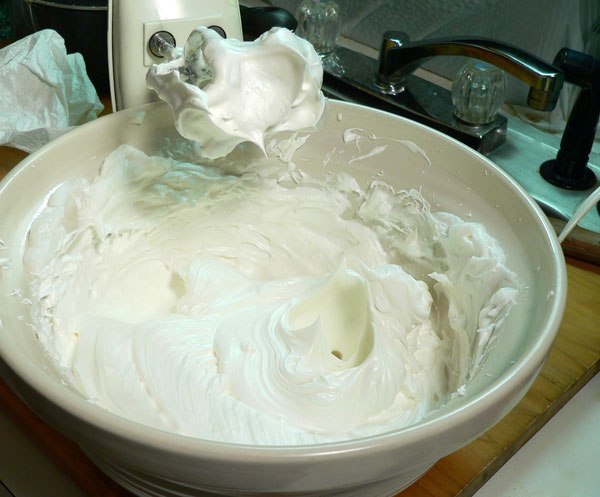 Seven Minute Frosting, firm peaks.