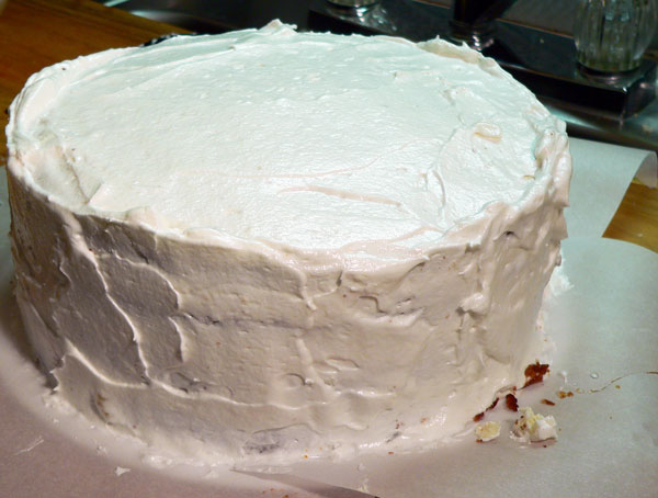 Seven Minute Frosting, frosted cake.