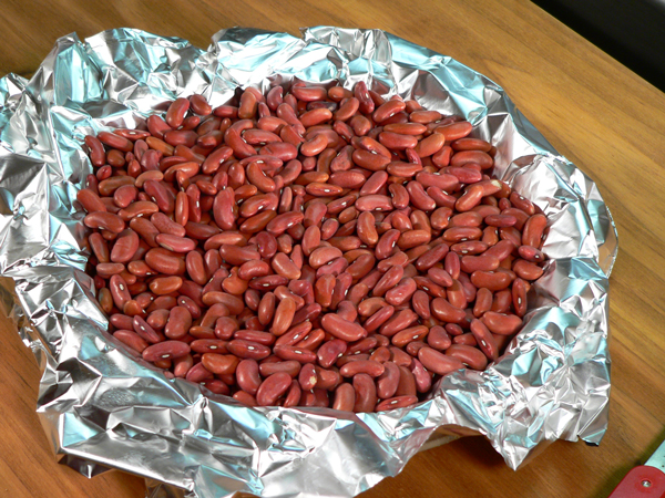 Basic-Pie-Crust_38_spread-beans-evenly Basic Pie Crust, spread the beans around evenly.