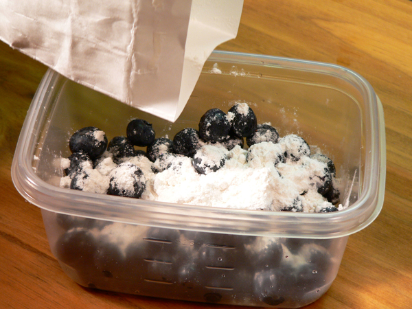 Blueberry-Muffins_01c_berry-prep_add-flour Blueberry Muffins, add flour.