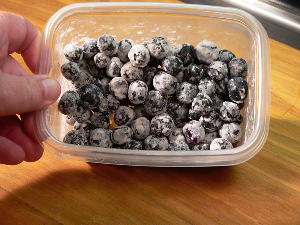 Blueberry-Muffins_01e_berry-prep_floured Blueberry Muffins, with flour on them.