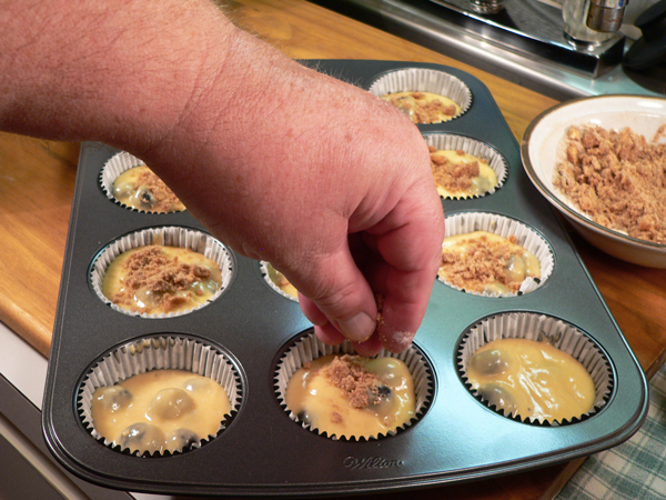 Blueberry-Muffins_28_add-crumb-topping Blueberry Muffins, add crumb topping.
