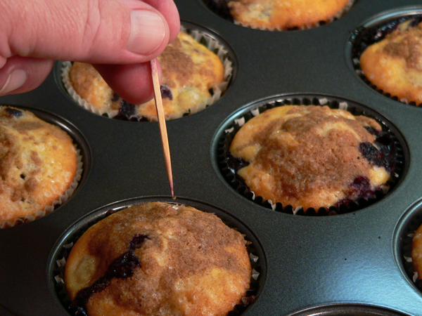 Blueberry-Muffins_31_test-for-doneness Blueberry Muffins, test for doneness.