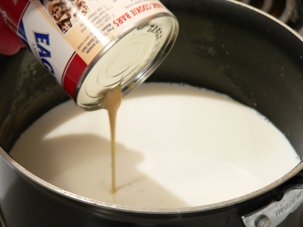 Peach-Preserve-Ice-Cream_17_add-condensed-milk Peach Preserve Ice Cream, add the condensed milk.