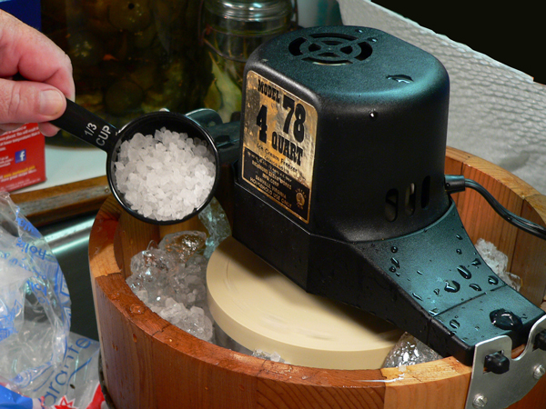 Peach-Preserve-Ice-Cream_37_add-rock-salt Peach Preserve Ice Cream, add some rock salt.