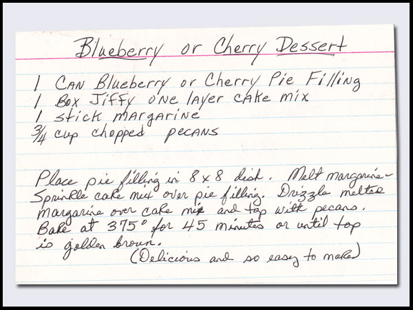Quick-Cherry-Cobbler_01a_ingredients Quick Cherry Cobbler, Genelle's recipe card.