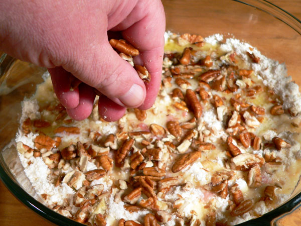 Quick-Cherry-Cobbler_06_add-pecans Quick Cherry Cobbler, add the pecans.