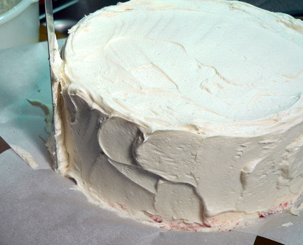 Red Velvet Cake, final frosting layer.
