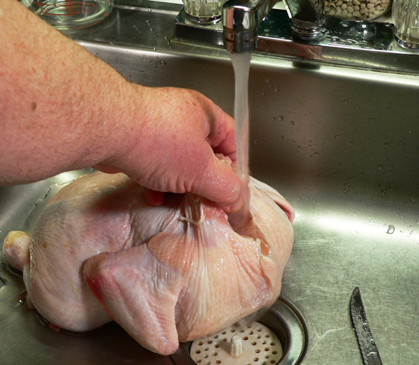 Roast Chicken, rinse inside the neck cavity as well.