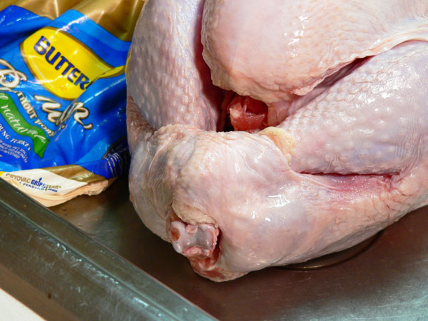 Roast Turkey, remove any strings or bands.