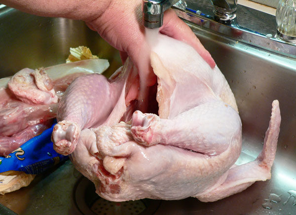 Roast Turkey, rinse inside.
