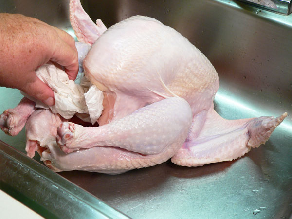 Roast Turkey, pat dry the insides as well.