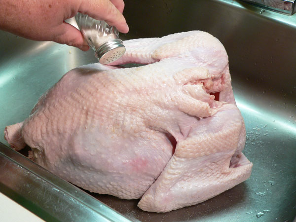 Roast Turkey, salt the bird all over.
