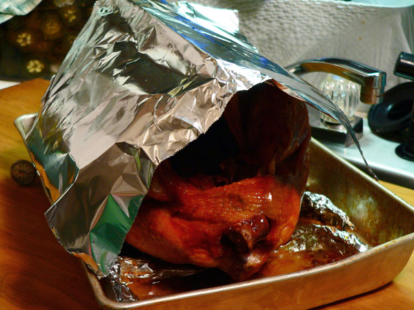 Roast Turkey, tent if needed.