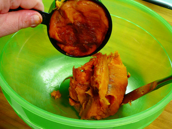 Sweet Potato Pie, add the sweet potatoes.