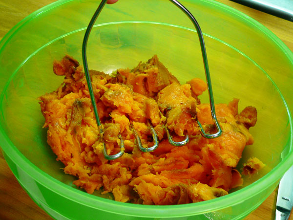 Sweet Potato Pie, mash the potatoes well.