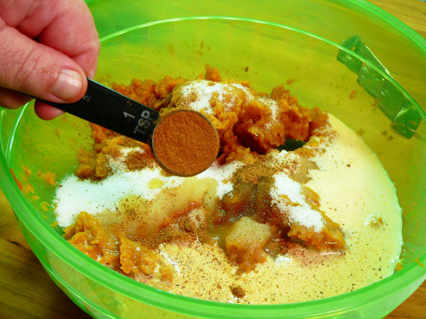Sweet Potato Pie, add the ground cinnamon.