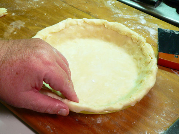 Sweet Potato Pie, fold the excess over.