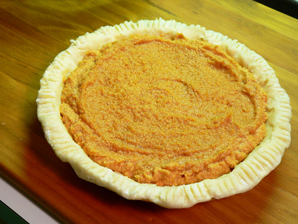 Sweet Potato Pie, ready to bake.