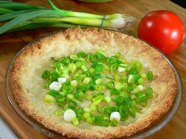 Tomato-Pie_19_add-onion Tomato Pie Recipe, add the onions.